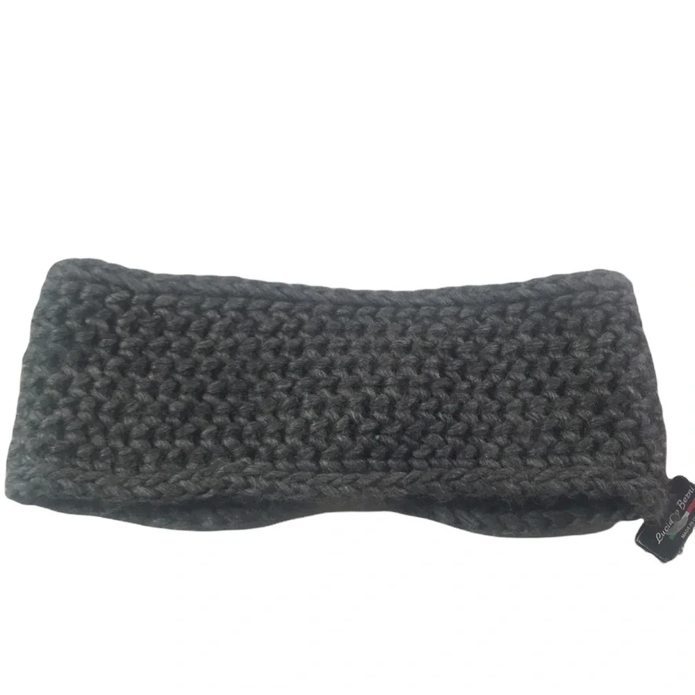 Luciano Benzi Italian Fashion Wool/Alpaca Blend Knit Gray Ear Warmer